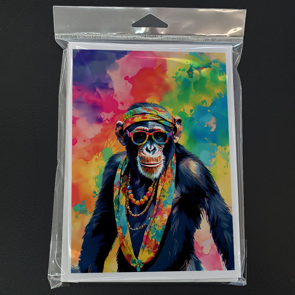 Hippie Animal Chimpanzee Greeting Cards Pack of 8 7 in x 5 in