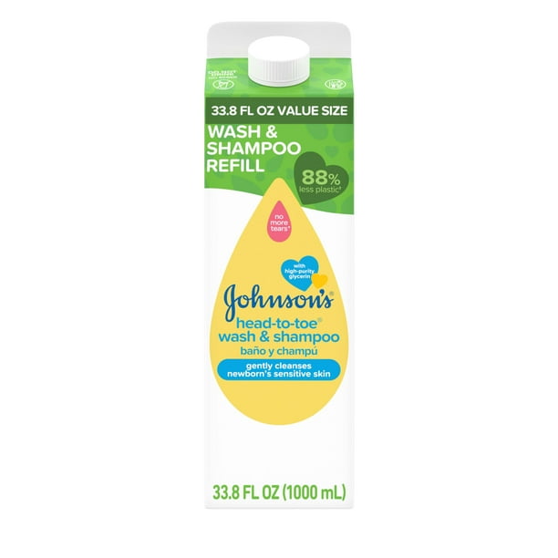 Jabón corporal y champú para bebés Johnson's Head-to-Toe Refill, 1 litro