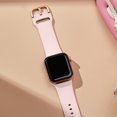 thumbnail image 4 of BANDOVA Silicone Sport Band Compatible with Apple Watch 44/45/46/49/42mm(Series 3/2/1), Waterproof Strap with Classic Buckle for Women Men, PinkSand, 4 of 7