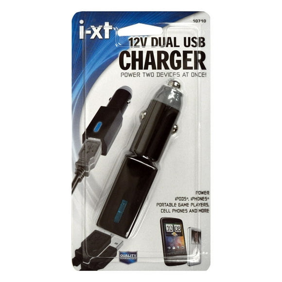 Cargador USB dual, accesorios personalizados Goxt, negro, 12 V, 1 A.