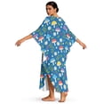thumbnail image 2 of SEANATIVE Kaftan Dresses for Women Plus Size Beach Cover Up Loose Kaftan Caftan Maxi Dress Loungewear Lightweight Flowey Coverups for Summer Beach Pool, Cartoon Mushroom Daisy Leaf Blue, 2 of 7