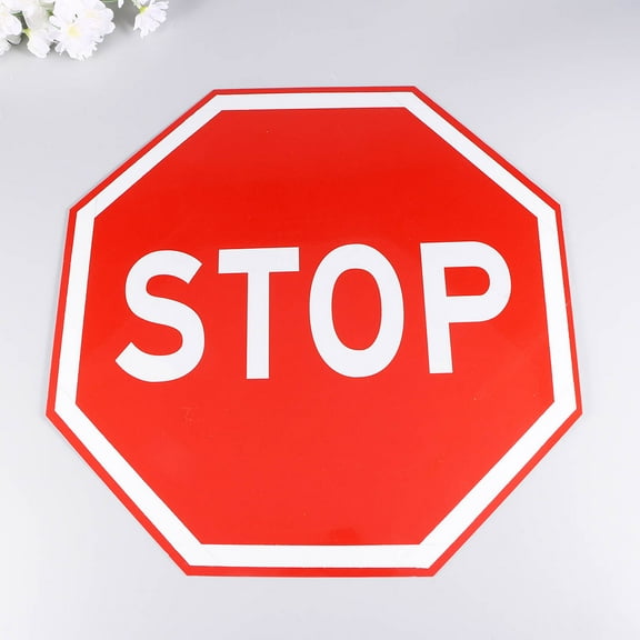 Niceauty Stop Sign Red Aluminium Plate Durable Traffic Safety Sign for Indoor Outdoor Decoration