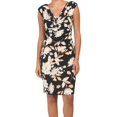 thumbnail image 4 of Anne Klein Women's Valerie Ornate Floral Print Cowl Neck Mini Dress-Black/Tan / 10, 4 of 5
