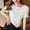 c01White, variant on Women Lettuce Edge Tshirt Short Sleeve Solid Color Lace Summer Pullover Casual Basic Round Neck Vintage Tee Yellow S