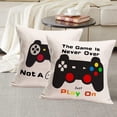 thumbnail image 3 of Vintage Black Video Game Controller Decorative Pillow Covers 4Pack Teen Gaming Throw Pillow Cases with Funny Quote Cushion Cover Cotton Linen Square Playroom Pillow Cases (Game, 16" x 16"), 3 of 5