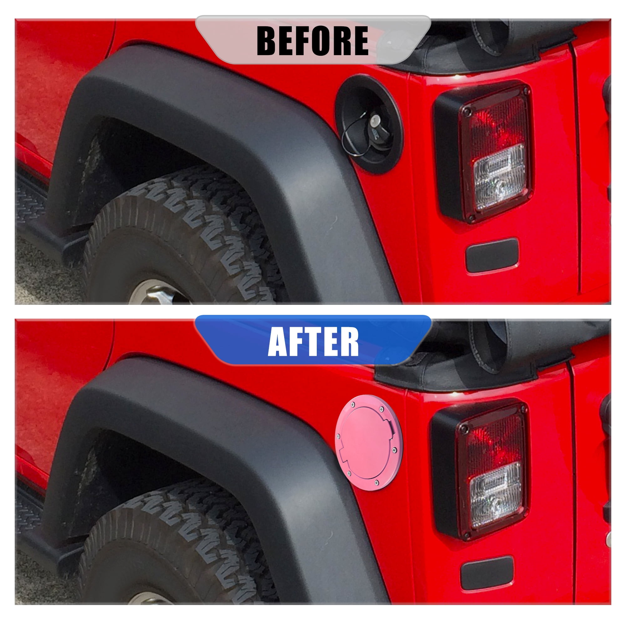 Pink Aluminum Alloy ABS Gas Fuel Tank Cap Cover for Jeep Wrangler 2007-2017 JK 2018 Locking Fuel Filler Cover Accessory