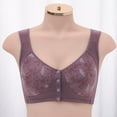 thumbnail image 4 of TrendVibe365 Wireless Pushup Bra for Women Daisy Floral No Underwire Push up Bralettes Padded Snap Front Close Wide Strap Corset Bra Full Coverage Crop Tank Top Comfortable Underwear Purple L, 4 of 4