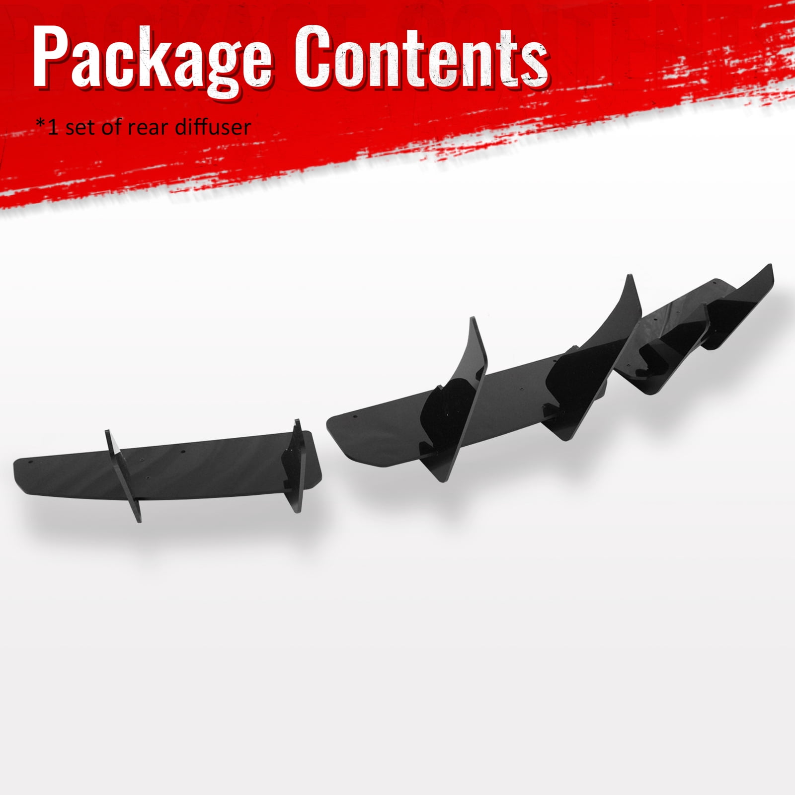 Ikon Motorsports 3PCS Rear Bumper Lip Diffuser Lower Valance Shark Fin For 2020-2025 Tesla Model Y IKON Style Painted Gloss Black ABS Plastic