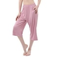 thumbnail image 4 of IDALL Capri Pants Sweatpants Women Capri Pants For Plus Size Cotton Pants For Comfortable Cropped Pants 3XL 7XL Baggy Pants Plus Size Pants Pink 3XL, 4 of 8