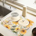 thumbnail image 2 of Yayeee Dish Drying Mat for Kitchen Counter 18" x 24" Microfiber Super Absorbent Coffee Decorative Pad, Beige Sunflowers, 2 of 9