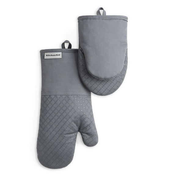 KitchenAid 2 Piece Oven Mitt and Mini Mitt Set, Grey, 7"x13"