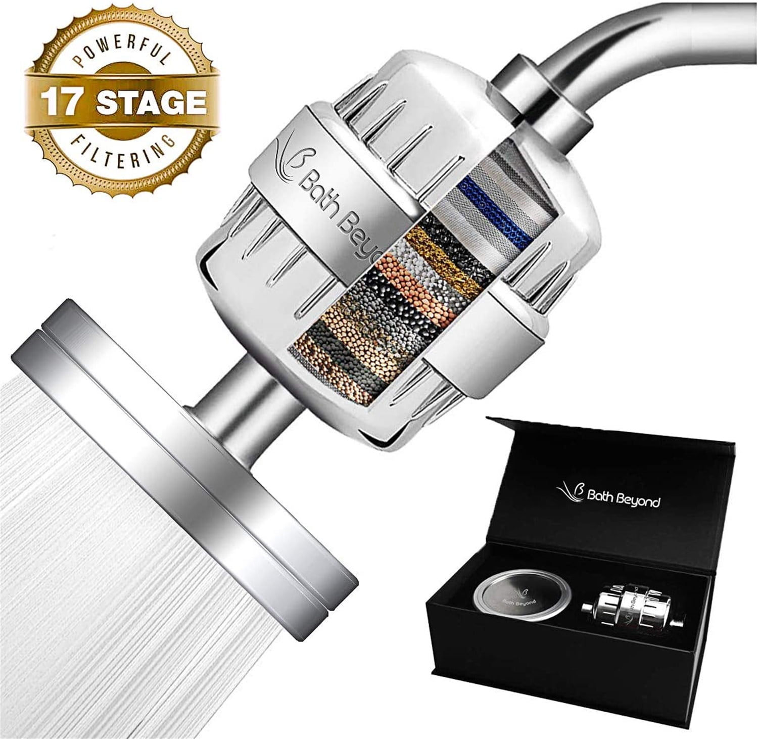 Kepooman Bathroom High Output Water Shower Head Filter Set with Cartridge, White Kepooman Bathroom High Output Water Shower Head Filter Set with Cartridge, White