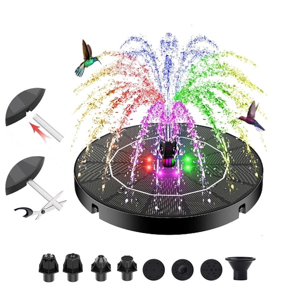 Quaqdae Solar & Battery Powered Bird Bath Fountain with Color Changing LED Lights,IPX8