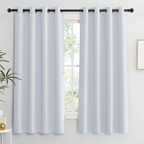 AIR-Room Darkening Curtains for Living Room, Energy Smart Privcay Window Curtains Drapes Durable Rustproof Grommet Panels for Bedroom Laundry Room, W46 x L63 inch, Greyish White, Set of 2