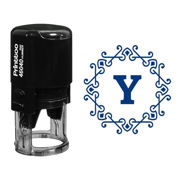 Printtoo Y Alphabet Monogram Initial Octagon Celtic Swirl Frame R-40 Self Inking Rubber Stamp Office Stationary-Blue