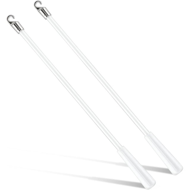 HUGFEGWE 2 Pcs Baguettes de Store Vertical, Baguette de Tirage de Rideau en Fibre de Verre Blanche, Tige de Tirage de Rideau avec Crochet et Poignée, Baguette de Store Vertical Fiable, Pièce de Rechange pour Stores Verticaux Gain de Place CA919-165277