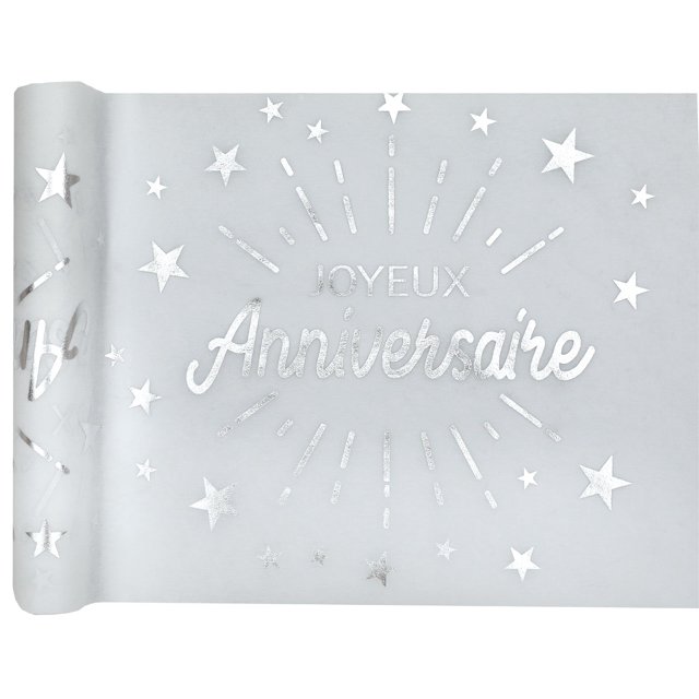 Silver Elegance Birthday Table Runner - Unforgettable Celebrations With Style