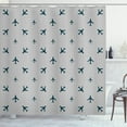thumbnail image 1 of Ambesonne Airplane Shower Curtain, Travel Stripes, 69"Wx70"L, Petrol Blue Black White, 1 of 3