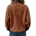 thumbnail image 5 of Womens Crewneck Sweatshirt Casual Long Sleeve Fleece Pullover Tops Crew Neck, Ribbed Design, Drop Shoulder, Workout, Loose Fit, Fall Winter, Daily Wear Brown 2XL, 5 of 5
