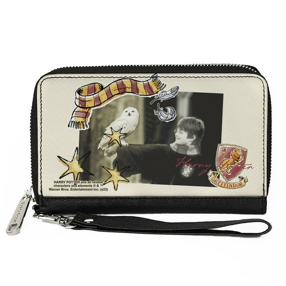 The Wizarding World of Harry Potter Wallet, Zip Around, Harry Potter and Hedwig Vivid Scene and Icons Collage, Vegan Leather