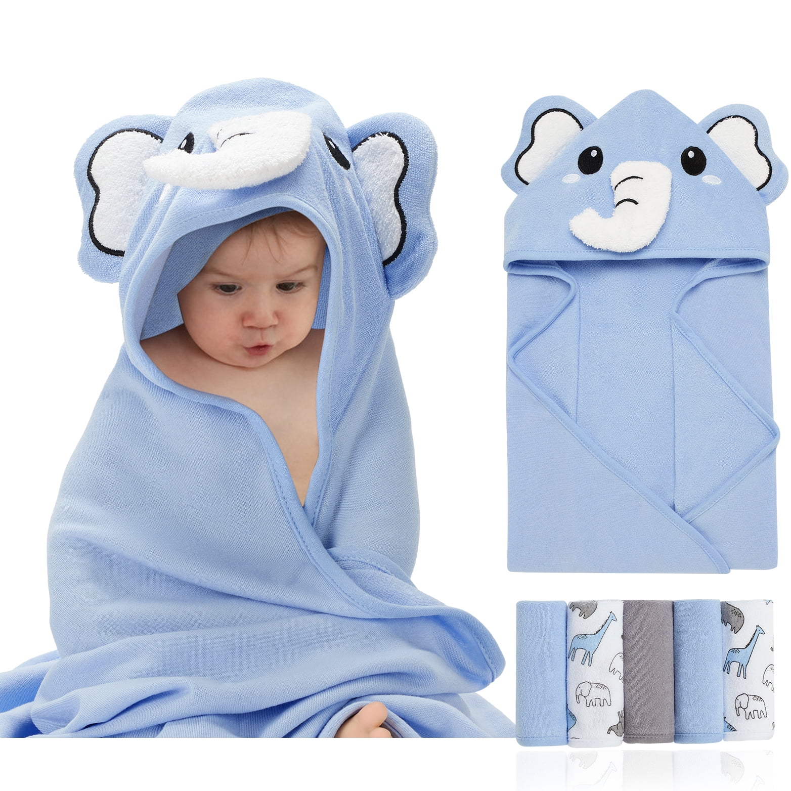 30inch Soft Cotton Hooded Towel for 04T Unisex Baby Toddler with Five