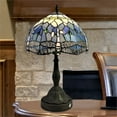 thumbnail image 6 of Dale Tiffany 1-Light Metal & Art Glass Table Lamp in Bronze and Blue, 6 of 10