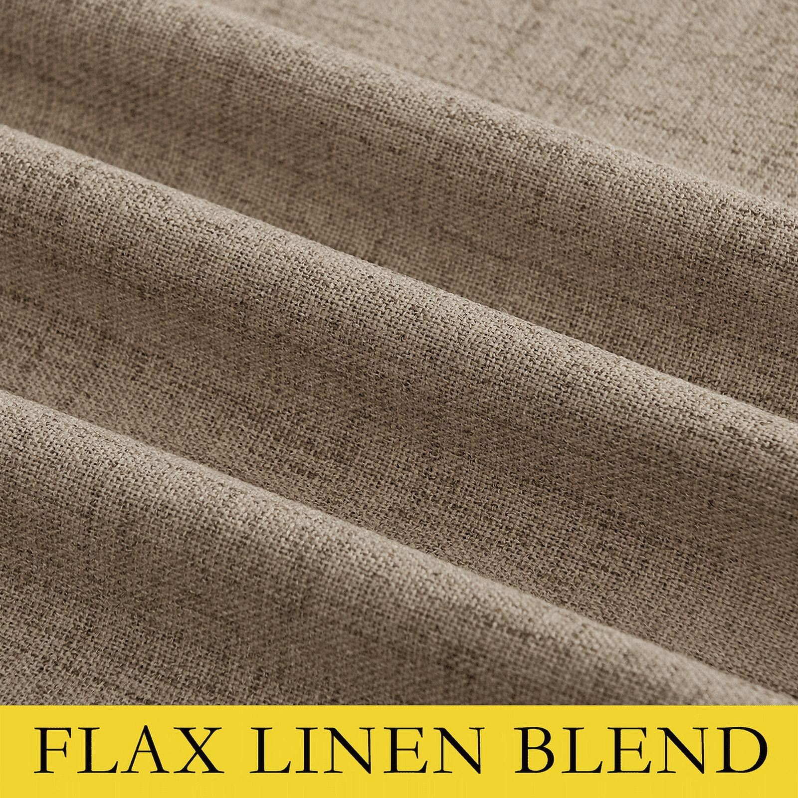 NICETOWN 100% Blackout Faux Linen Curtains Noise Reducing Thermal Insulated Grommet Solid Drapes for Living Room, 2 Panels, Burlap, 62"x90"