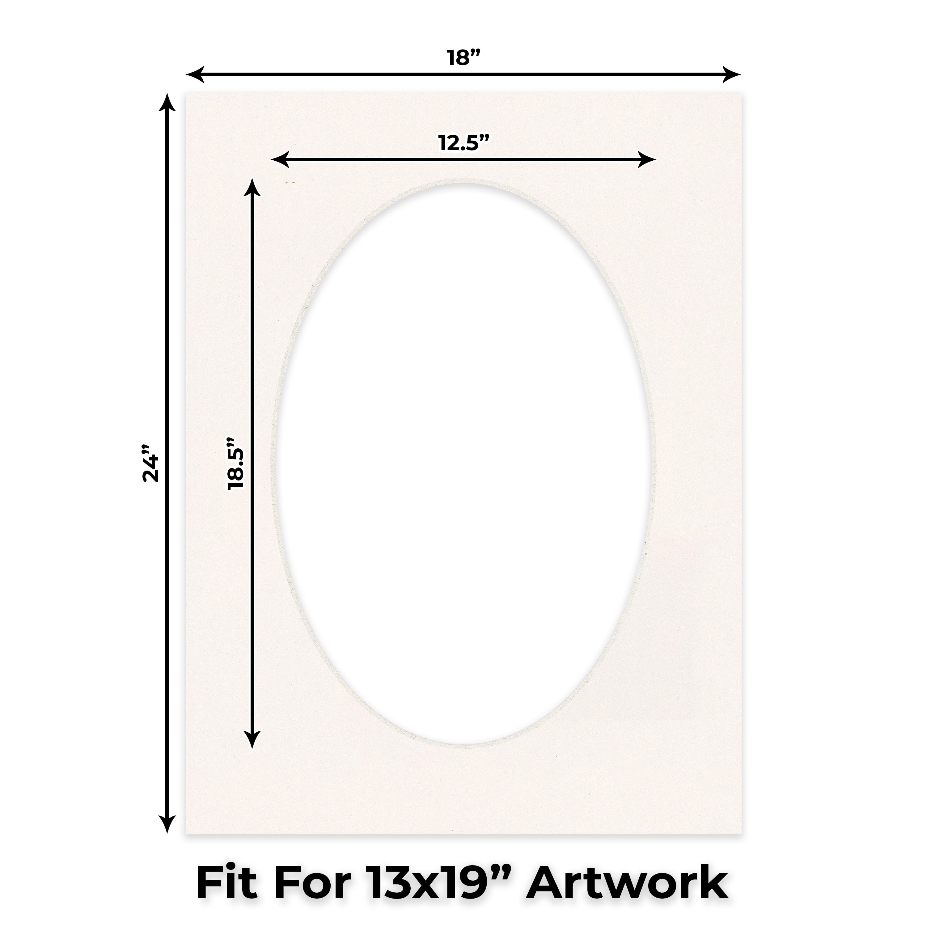 Silver Mist Picture Frame Mat for 18x24 Frames - Oval Opening for 13x19 Photos - 25 Mats