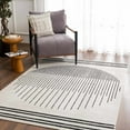 thumbnail image 5 of BoutiqueRugs Angus Black and White Modern Abstract Geometric Runner Rug - Contemporary Striped Carpet for Hallway, Kitchen - Black, Charcoal, Light Gray, Cream - 2'7" x 7'3" (2x8), 5 of 15