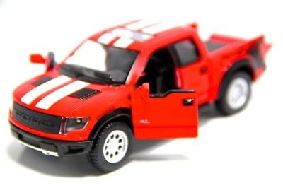 4 PC Set 5" Kinsmart 2013 Ford F-150 SVT Raptor Stripes 1:46 Diecast Model Truck