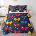 thumbnail image 1 of Erosebridal Kawaii Bowknot Bed In A Bag Full Size,Polka Dots Bed Set,Cartoon Decor,Reversible,Breathable,7-Piece, 1 of 1