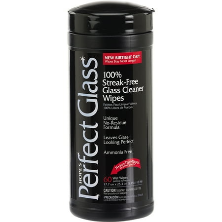 Hopes 60PGW12 Perfect Glass Glass Cleaner Wipes, 7" x 10", 60 Wipes/Canister