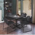 thumbnail image 2 of Kobe 42in. Square Breakroom Table- Grey & 4 Zeng Stack Chairs- Black, 2 of 8