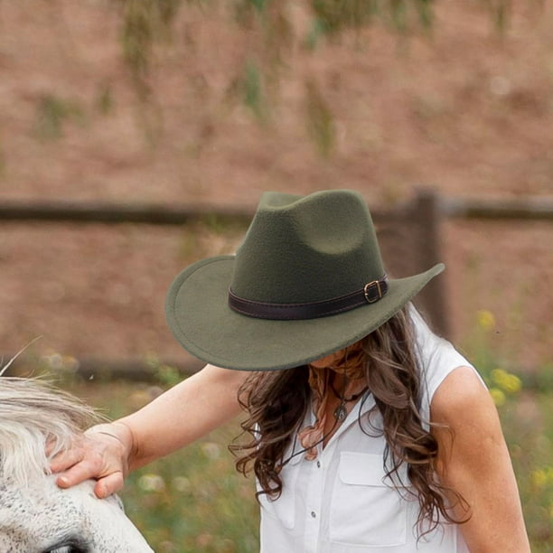 Propiedades de fotos de moda para sombrero de vaquero para adultos cómodos big brim Verde