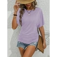 thumbnail image 3 of MORTTIC Women's Slim-Fit Ruched Short Sleeve T-Shirt - Crewneck Casual and Stylish Fitted Top for Everyday Wear, 3 of 6