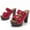 Red, variant on asdoklhq Slippers for Women Indoor and Outdoor,New Fish Mouth Buckle High Heel Thick Heel Thick Bottom Comfortable Women's Sandals