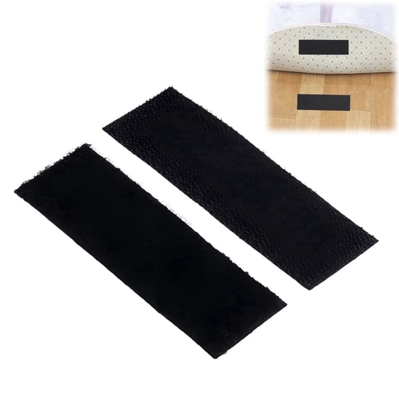 Scheam 2 Pcs Two Sided Stickers for Area Rugs 0.98 × 3.94 inch Non Slip Pads Reusable Under Rug Tape Stickers for Home Office Hardwood Floors Car Foot Mat Fixed