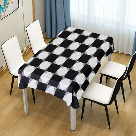 

60x120 Inch Tablecloth Polyester Square Tablecloth for Home Kitchen Dinner Decor Black and White Gingham Pattern