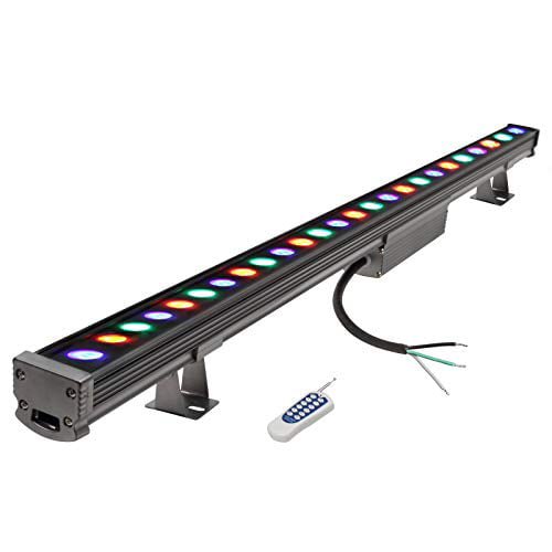 18W LED Wall Washer RGB Multicolor Linear Strip Bar Stage Lighting 38.9 Inch Remote Controlled IP65 Waterproof Aluminum Metal Case Church Restaurant RGB Backlighting for Indoor and Outdoor Use 