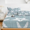 thumbnail image 6 of Twin Sze Fitted Sheet Set - Coastal Starfish 2 Piece Bedding Sets 16" Deep Pocket Fitted Sheet with 1 Pillowcase, Slate Blue Nautical Vintage Marine Life Brushed Microfiber Hotel Luxury Bed Sheets, 6 of 9