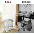 thumbnail image 4 of Clothes Storage Box Bins Stackable Foldable Organizer with Metal Frame for Clothing Bedding Shelves,Closet Container with Clear Window Zipper and Label Holder (Gray,Small-40L x3 Pack), 4 of 13