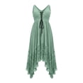 thumbnail image 6 of QUNYINEY Boho Summer Womens Dresses Sleeveless Long A Line Sundress Pleated Casual Drawstring V Neck Loose Fit Dresses, 6 of 6
