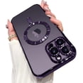 thumbnail image 1 of Funda para teléfono hecha para iPhone 15 Pro Max (6,7 pulgadas) con protector de lente de cámara, antiarañazos, a prueba de golpes, galvanizada, delgada, para mujeres y hombres, color morado, 1 of 4