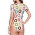 thumbnail image 4 of Naloa Colorful Donuts Women's Short-Sleeved Onesie, One-Piece Swimsuit for Parties, dates, clubs - XX-Large, 4 of 9