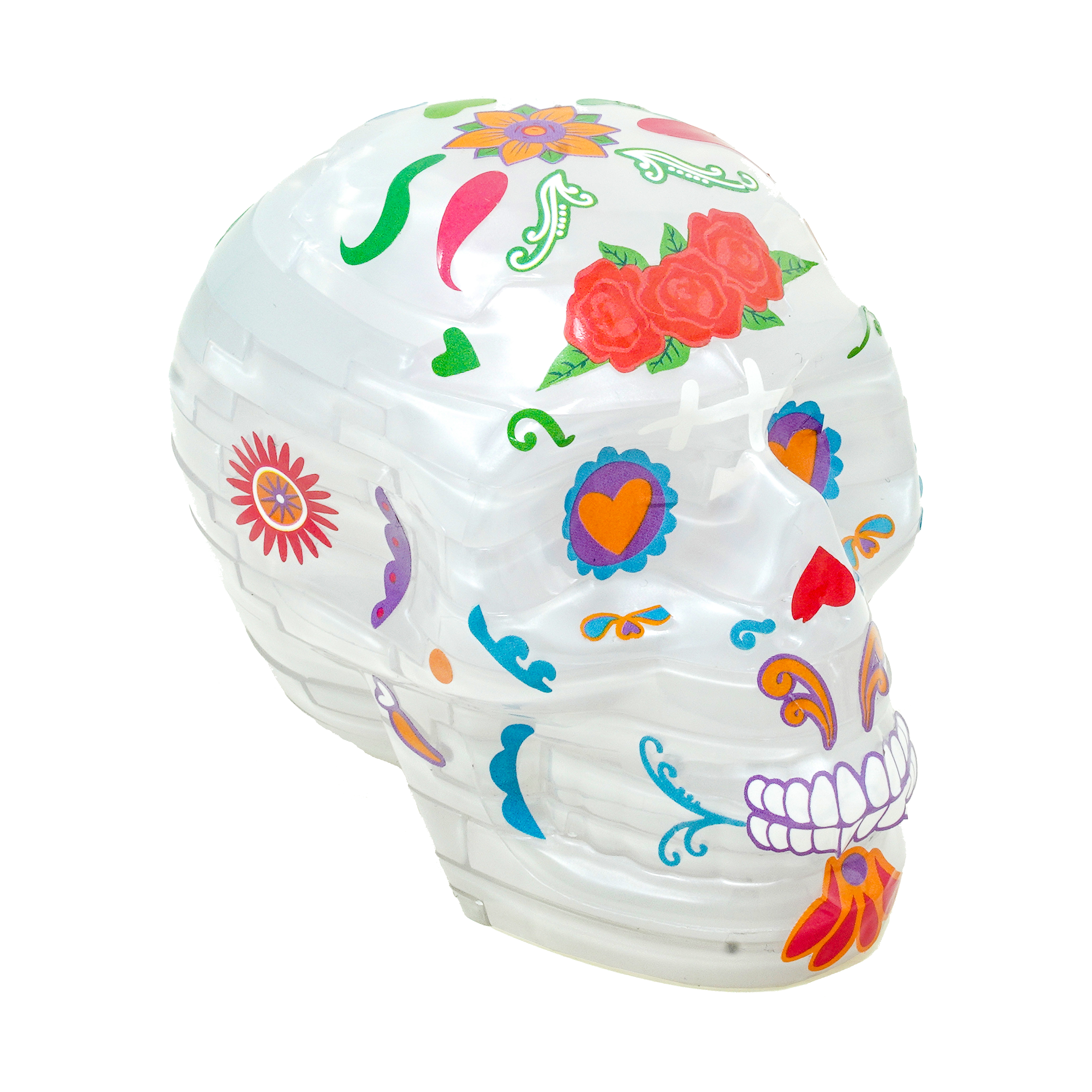 AreYouGame.com 3D Crystal Puzzle - Deluxe Skulls 2-Pack Bundle with Stickers (White/Pink): 96 Pcs