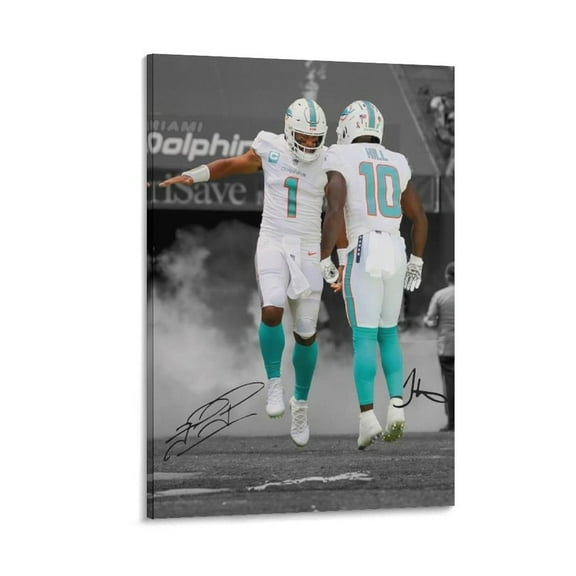 Tua Tagovailoa Tyreek Hill Canvas Poster Room Aesthetic Poster Print Art Wall Painting Canvas Posters Gifts Modern Bedroom Decor 12x18inch(30x45cm)