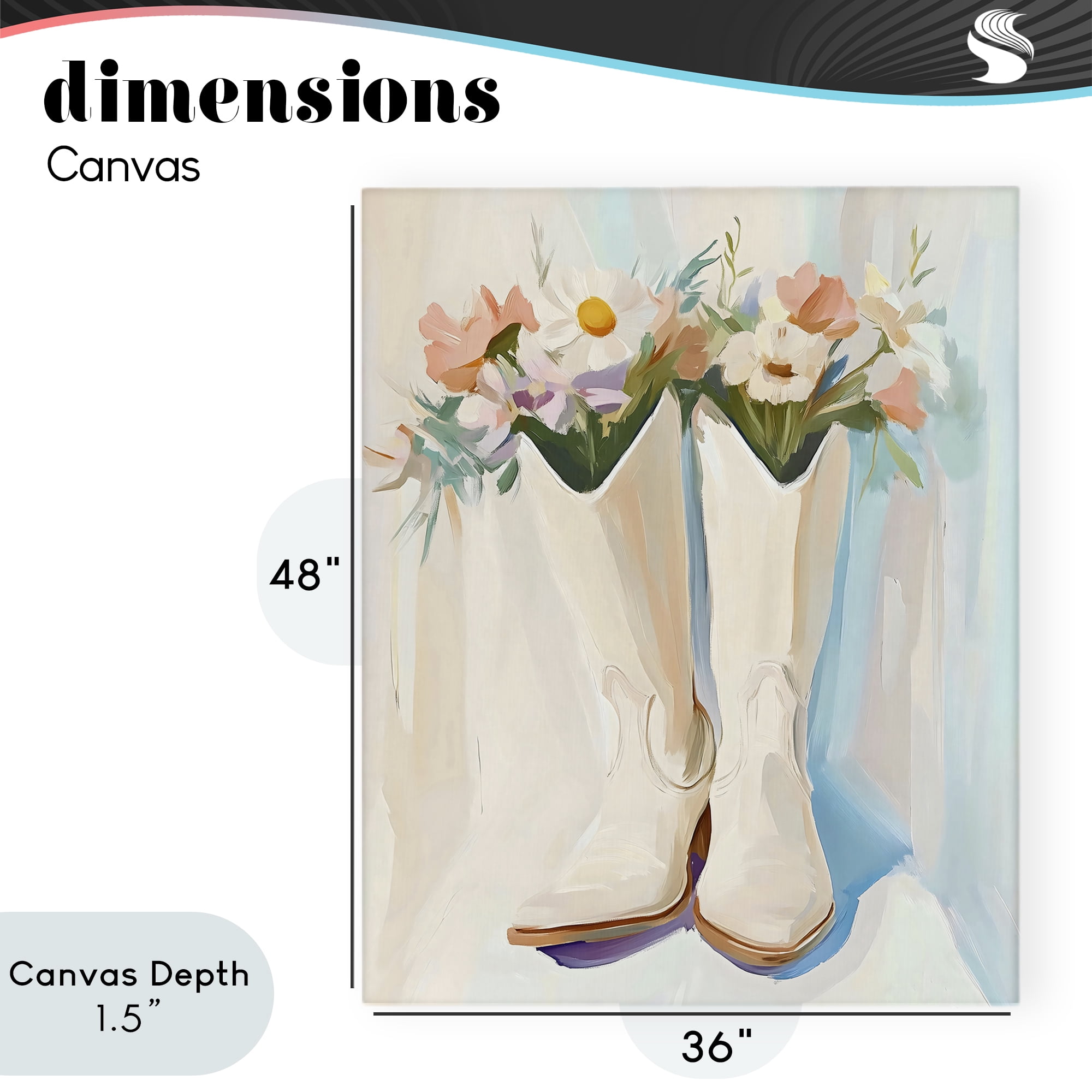 Stupell Industries Floral White Cowgirl Boots Canvas Wall Art, design by The Prints Vibe