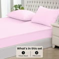 thumbnail image 3 of Fitted Sheet + Pillowcase Set 800 Thread Count 100% Egyptian Cotton 3-Piece ( 1-Fitted + 2-Pillowcase ) California King Size (72" x 84") Inch 18-Inch Deep Pocket, All-Around Elastic Lilac Stripe, 3 of 6