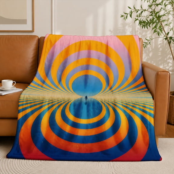 SPXUBZ Abstract Spiral Flannel Fleece Blanket Modern Optical Art Throw Blanket Geometric Pattern Soft Cozy Blanket for Couch Bedroom 50"x40"