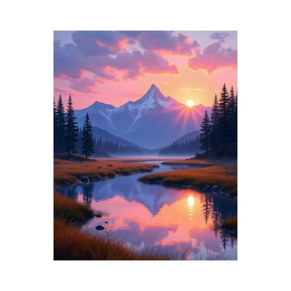 Paint by Numbers Kit for Adults, Sunset Mountain Reflection Lake Paint by Numbers, Easy Paint by Numbers Kit for Adults Beginner, DIY Adult Paint by Number Kits on Canvas, Home Decor